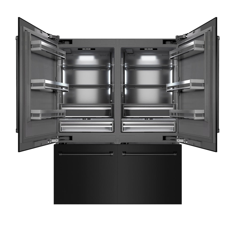 ZLINE 60-inch refrigerator in black stainless steel with graphite gray interior GRBIV-BS-60, front view