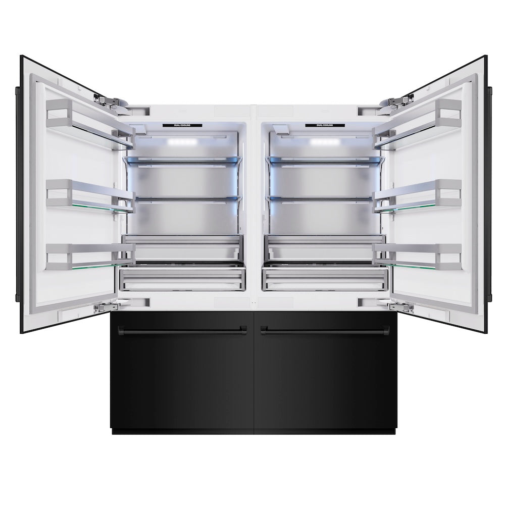 ZLINE 72-inch refrigerator in black stainless steel with bright white interior RBIT-BS-72, front view