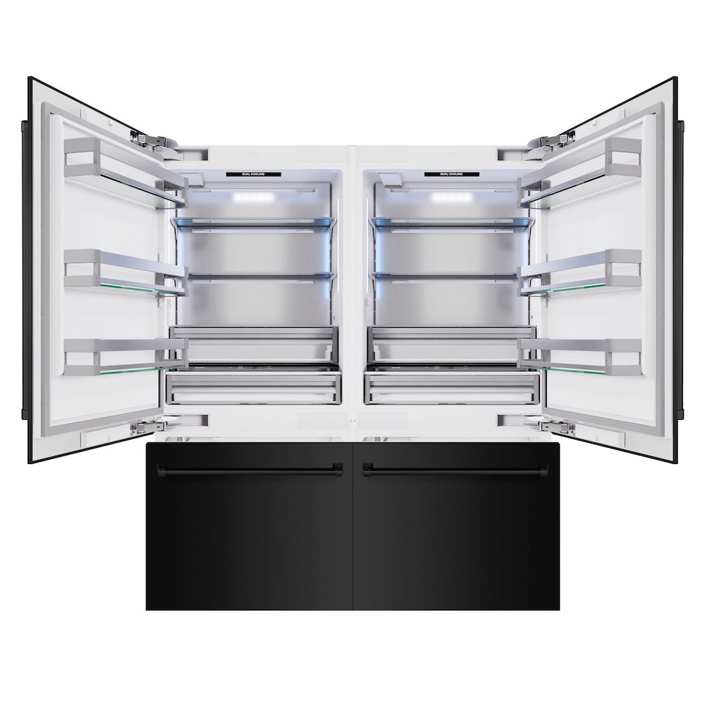 ZLINE 72-inch refrigerator in black stainless steel with bright white interior RBIT-BS-72, front view