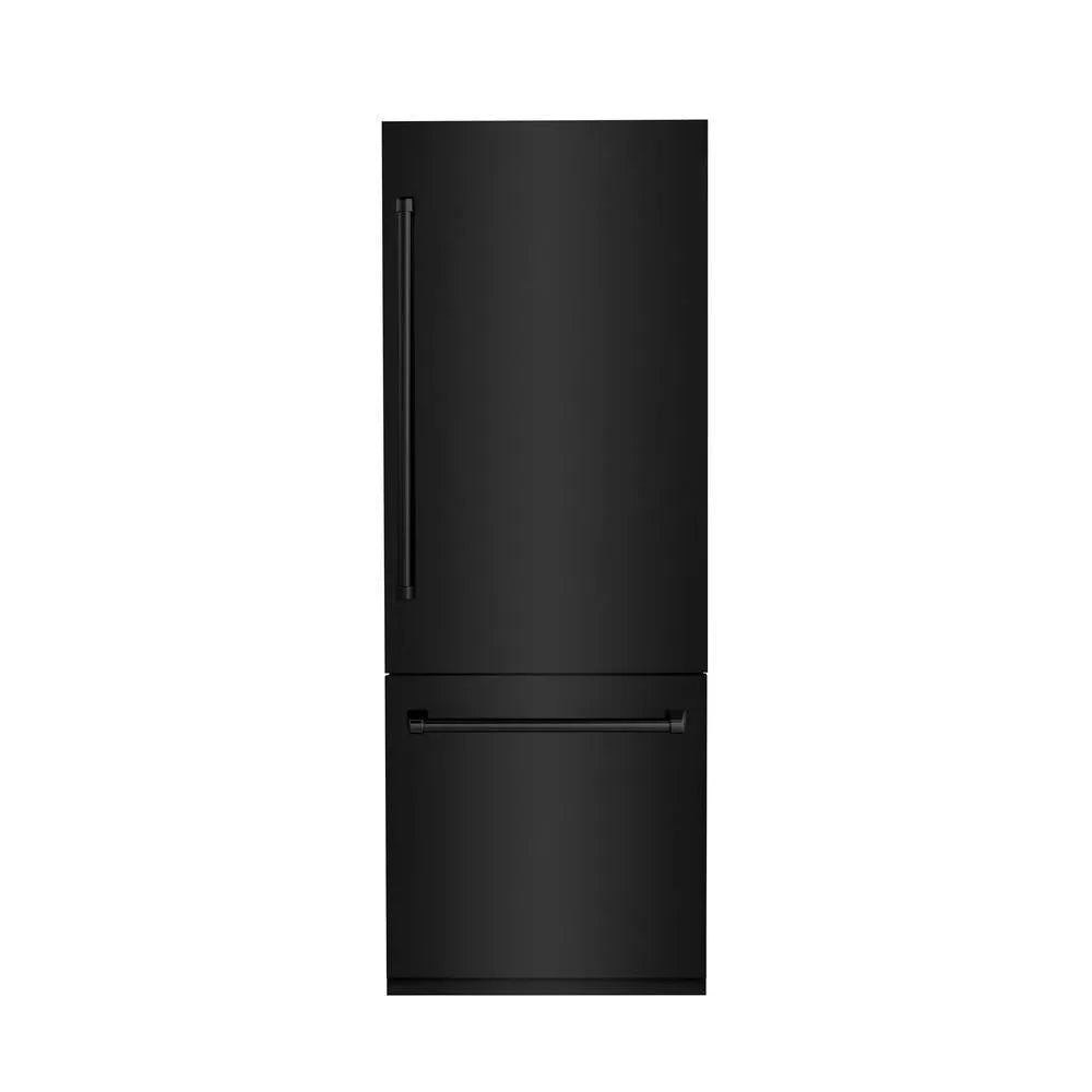 ZLINE 30-inch refrigerator in black stainless steel with bright white interior RBIV-BS-30, front view