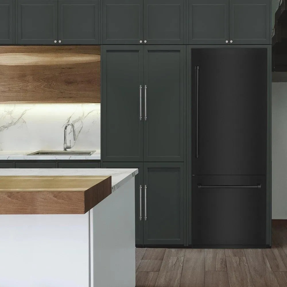 ZLINE 30-inch refrigerator in black stainless steel with bright white interior RBIV-BS-30, view 2