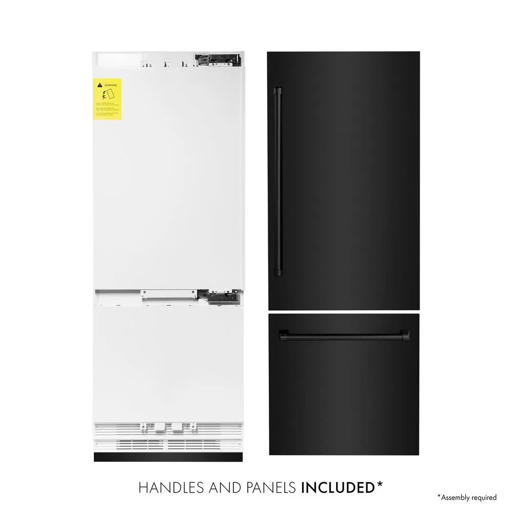 ZLINE 30-inch refrigerator in black stainless steel with bright white interior RBIV-BS-30, front view