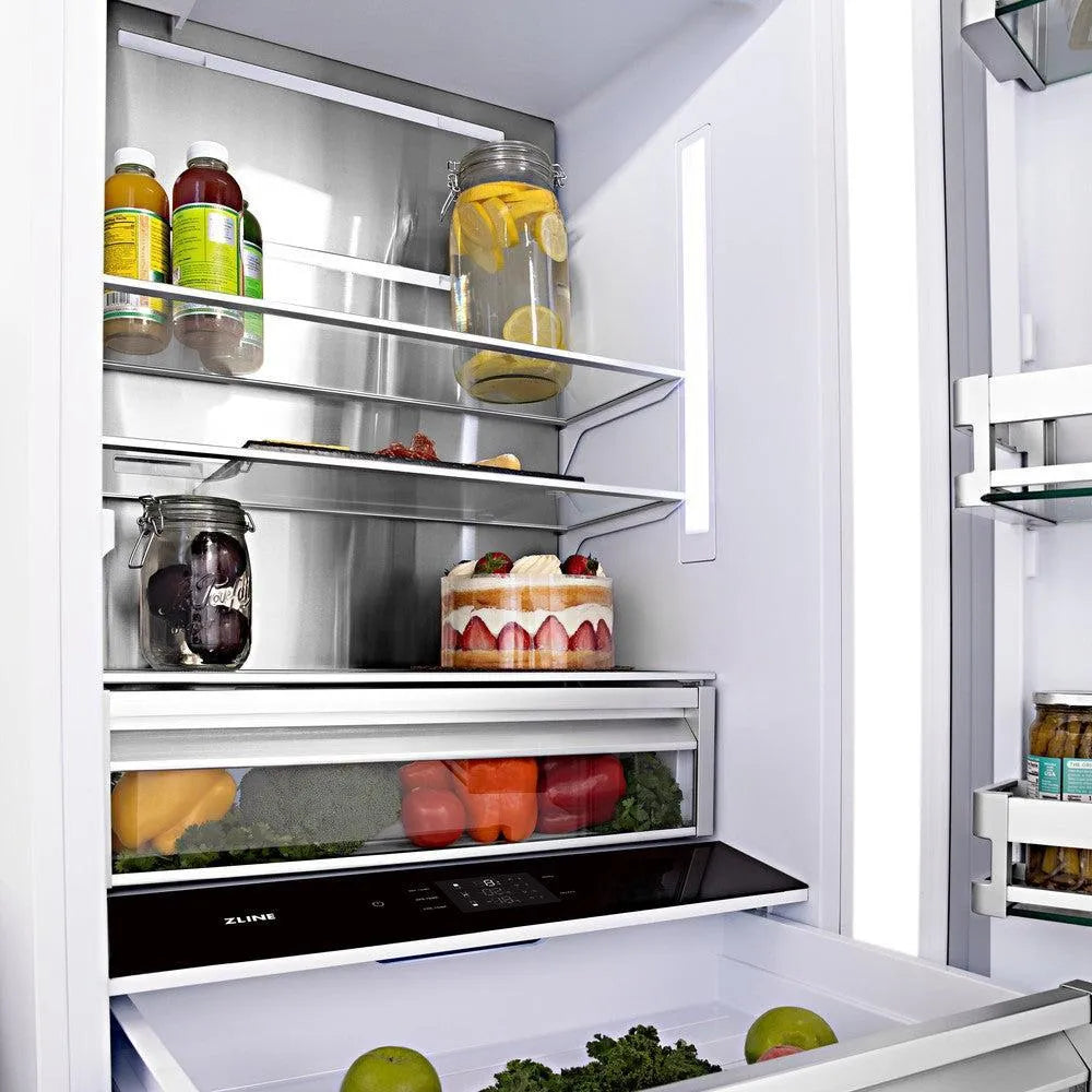 ZLINE 60-inch refrigerator in black stainless steel with bright white interior RBIV-BS-60, detail