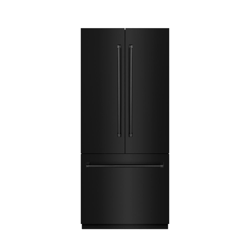 ZLINE 36-inch refrigerator in black stainless steel with stainless steel interior SRBIV-BS-36, front view