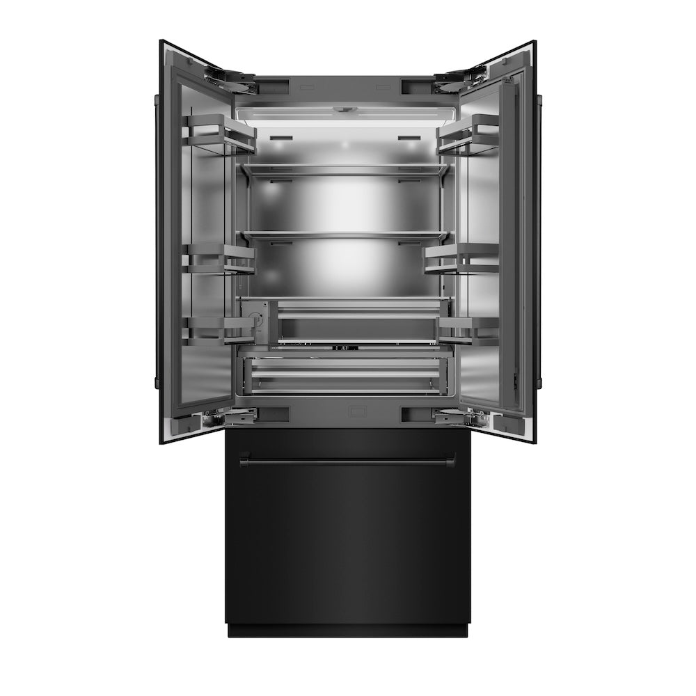 ZLINE 36-inch refrigerator in black stainless steel with stainless steel interior SRBIV-BS-36, front view