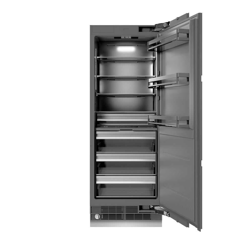 ZLINE Autograph Edition 30-inch refrigerator, panel ready with graphite gray interior and champagne bronze accents RBCRVZ-30-CB