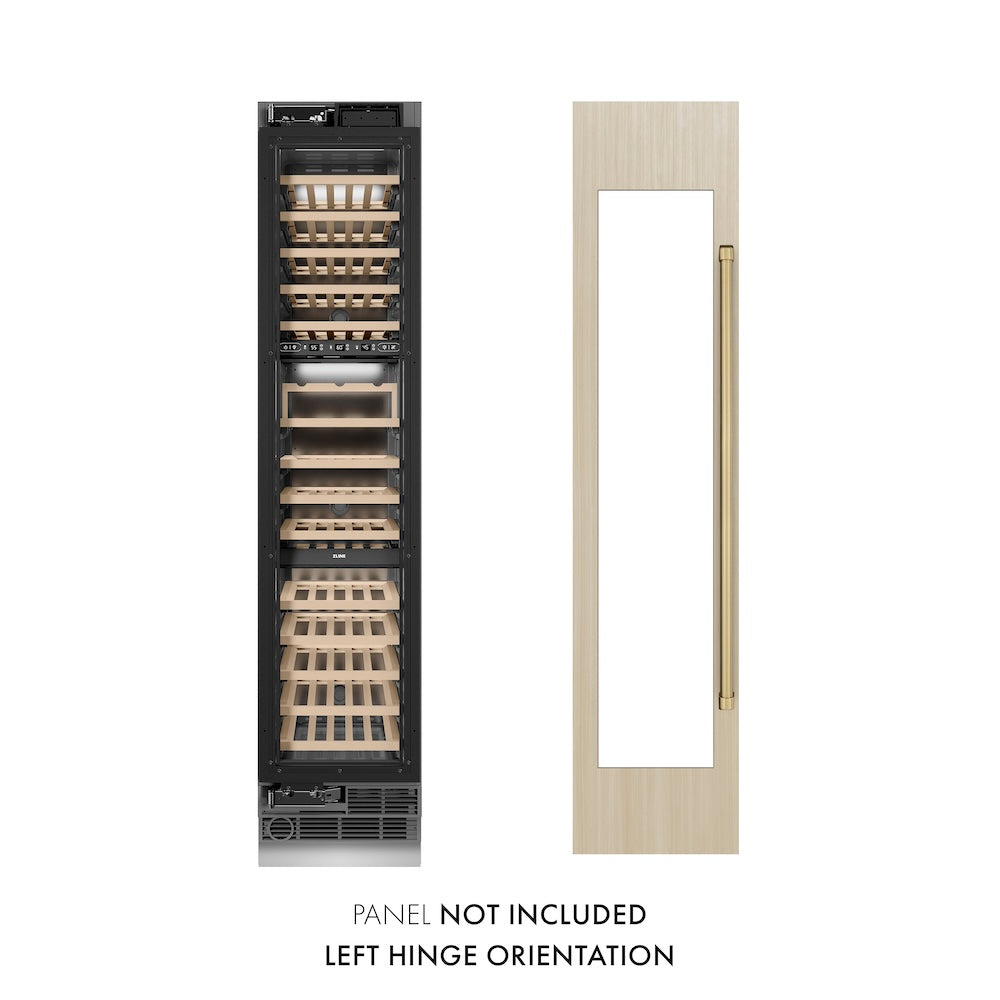 ZLINE Autograph Edition 18-inch wine cooler, panel ready with graphite gray interior and champagne bronze accents RBCWVLZ-18-CB
