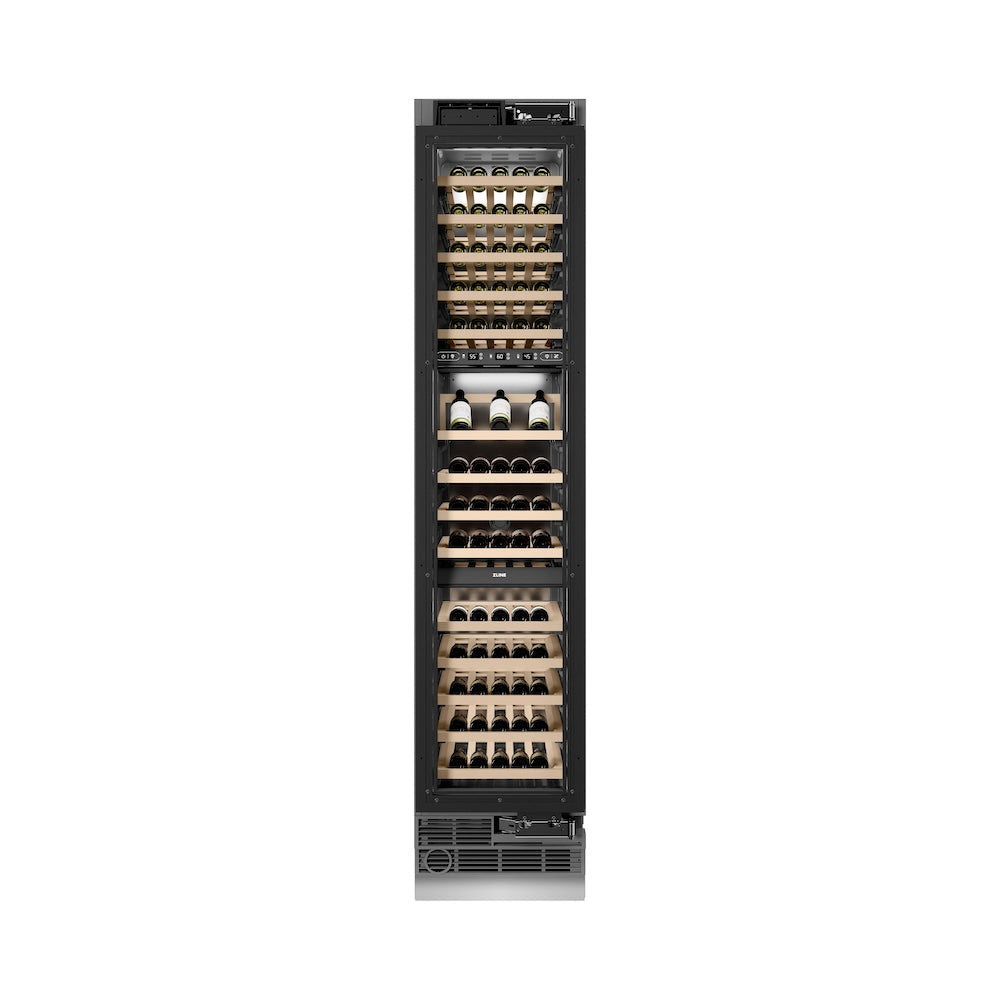 ZLINE Autograph Edition 18-inch wine cooler, panel ready with graphite gray interior and champagne bronze accents RBCWVRZ-18-CB, front view