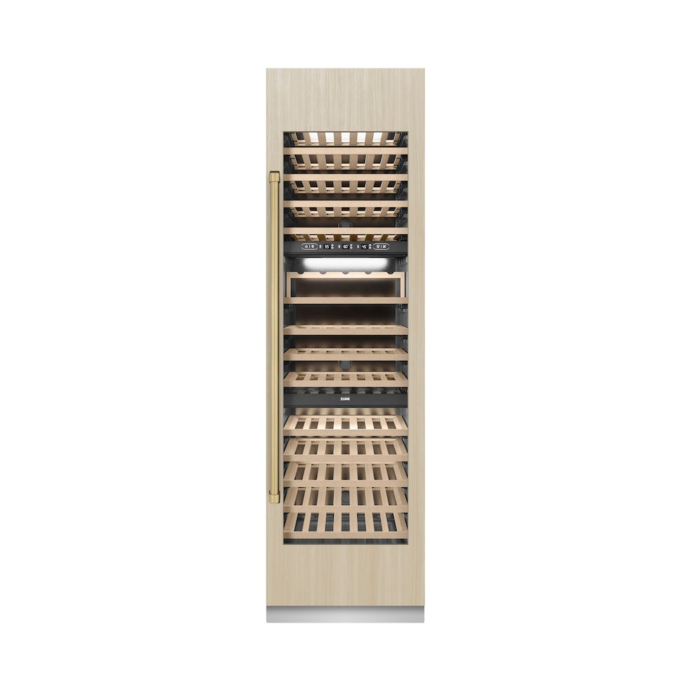 ZLINE Autograph Edition 24-inch wine cooler, panel ready with graphite gray interior and champagne bronze accents RBCWVZ-24-CB, front view