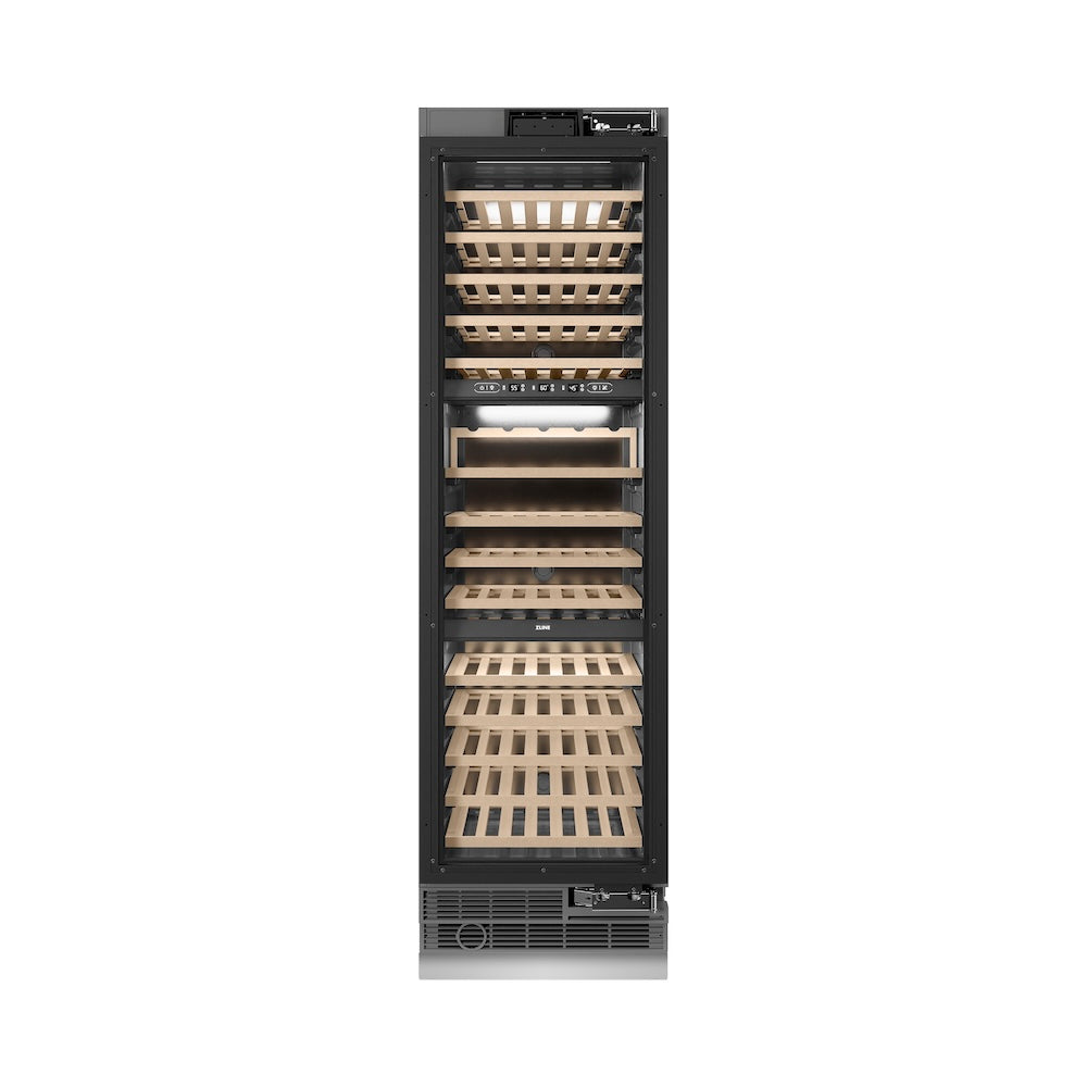 ZLINE Autograph Edition 24-inch wine cooler, panel ready with graphite gray interior and champagne bronze accents RBCWVZ-24-CB, front view