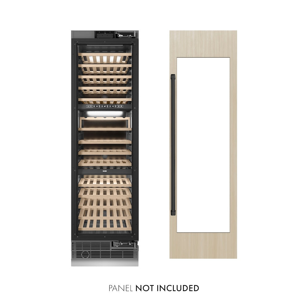 ZLINE Autograph Edition 24-inch wine cooler, panel ready with graphite gray interior and matte black accents RBCWVZ-24-MB
