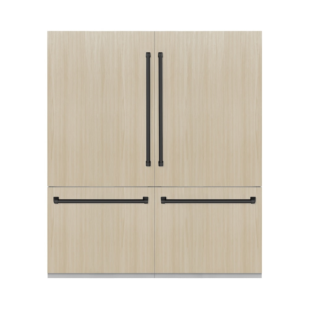 ZLINE Autograph Edition 72-inch refrigerator, panel ready with graphite gray interior and matte black accents GRBITZ-72-MB, front view