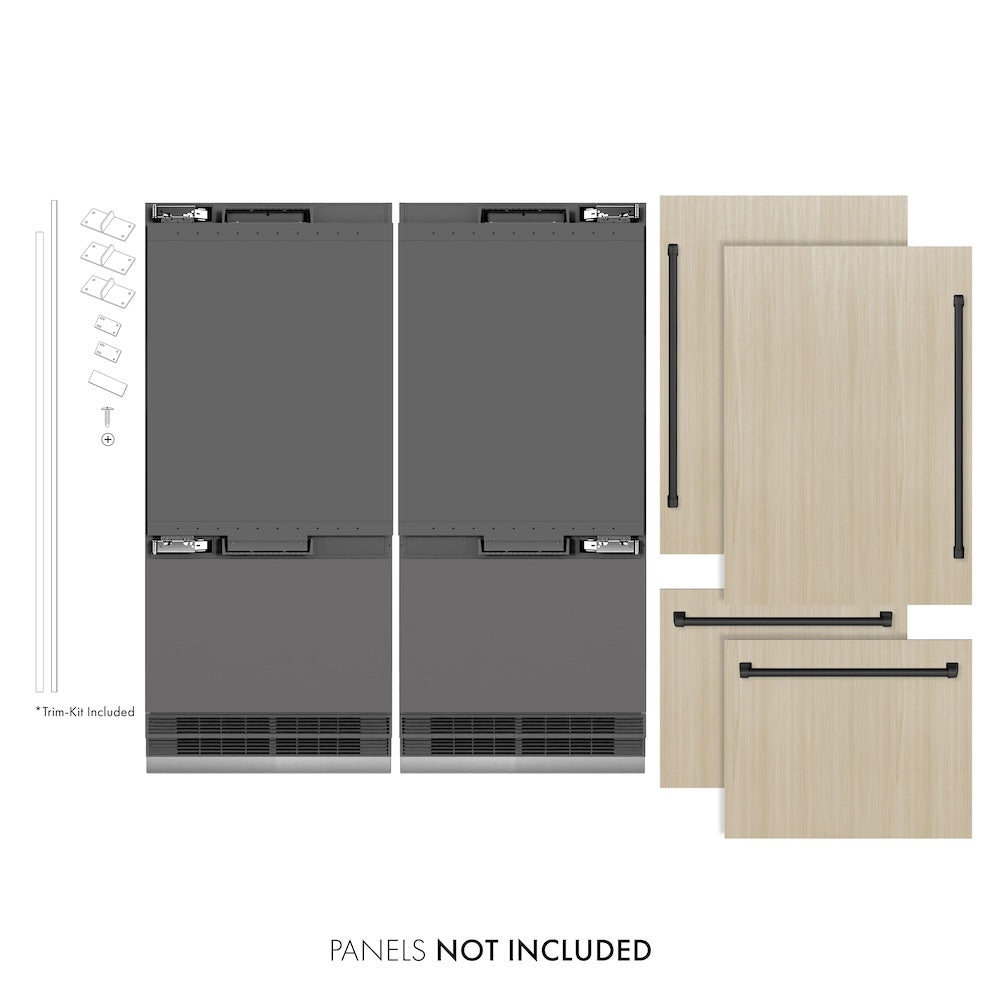 ZLINE Autograph Edition 72-inch refrigerator, panel ready with graphite gray interior and matte black accents GRBITZ-72-MB, front view
