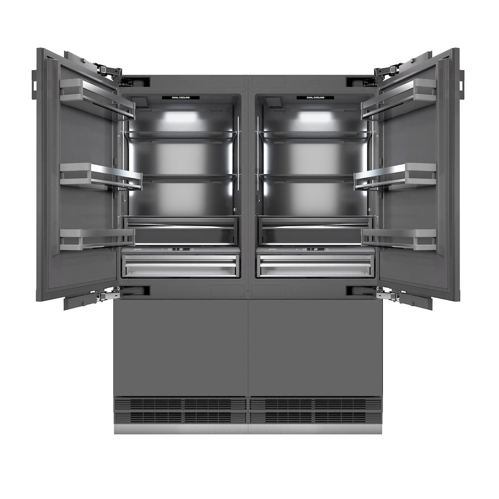ZLINE Autograph Edition 60-inch refrigerator, panel ready with graphite gray interior and champagne bronze accents GRBIVZ-60-CB, front view