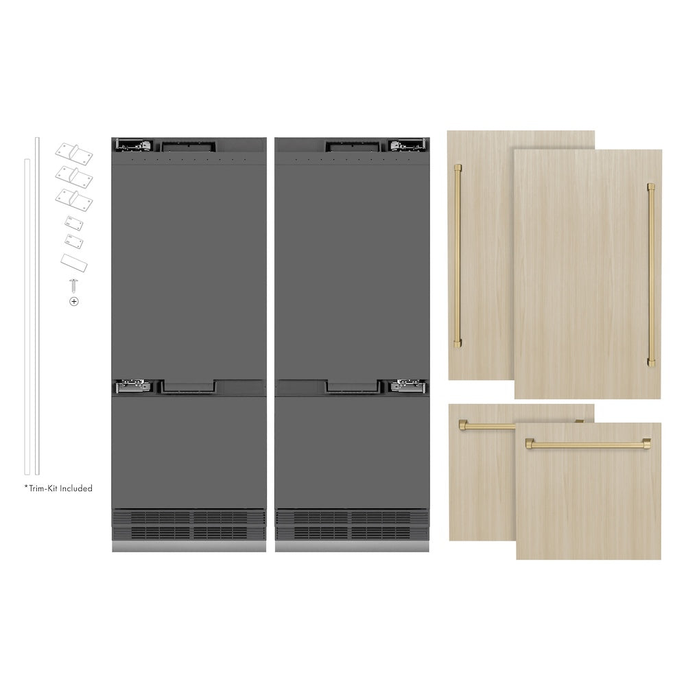 ZLINE Autograph Edition 60-inch refrigerator, panel ready with graphite gray interior and champagne bronze accents GRBIVZ-60-CB, front view