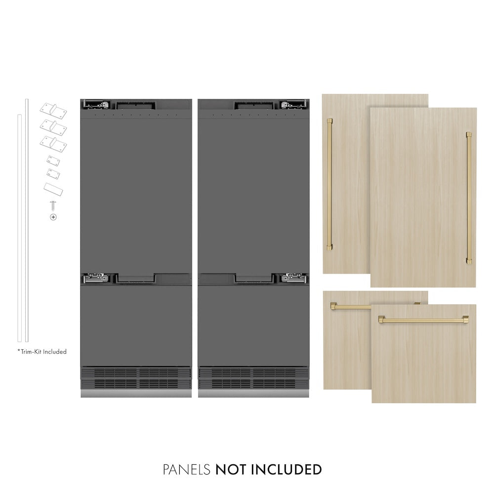 ZLINE Autograph Edition 60-inch refrigerator, panel ready with graphite gray interior and champagne bronze accents GRBIVZ-60-CB, front view