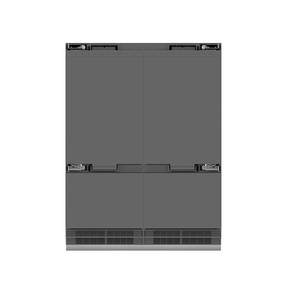 ZLINE Autograph Edition 60-inch refrigerator, panel ready with graphite gray interior and polished gold accents GRBIVZ-60-G, front view