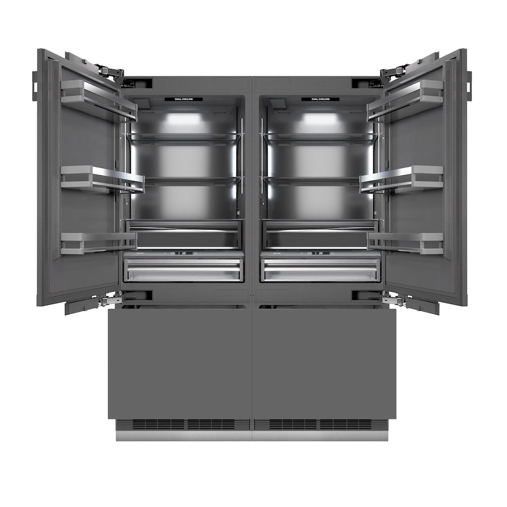 ZLINE Autograph Edition 60-inch refrigerator, panel ready with graphite gray interior and matte black accents GRBIVZ-60-MB