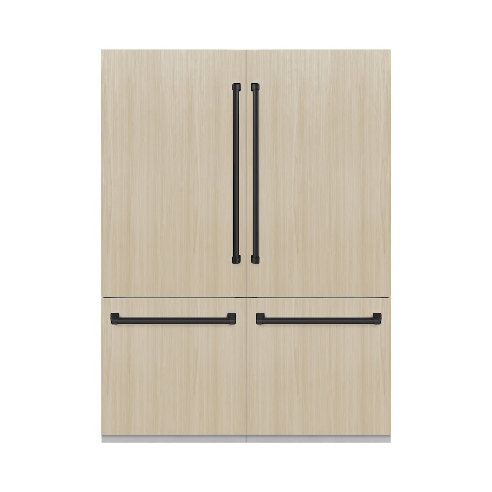 ZLINE Autograph Edition 60-inch refrigerator, panel ready with graphite gray interior and matte black accents GRBIVZ-60-MB, front view