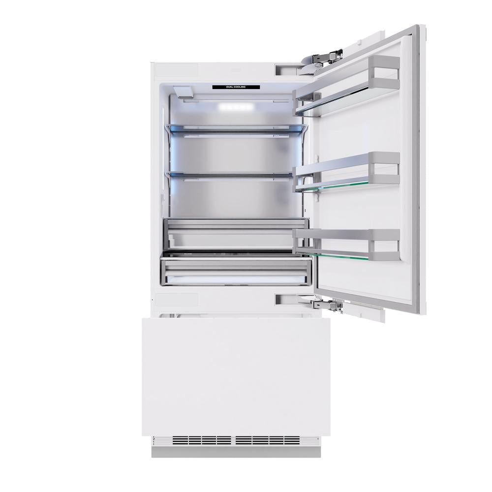 ZLINE 36-inch refrigerator, panel ready with bright white interior RBIT-36, front view
