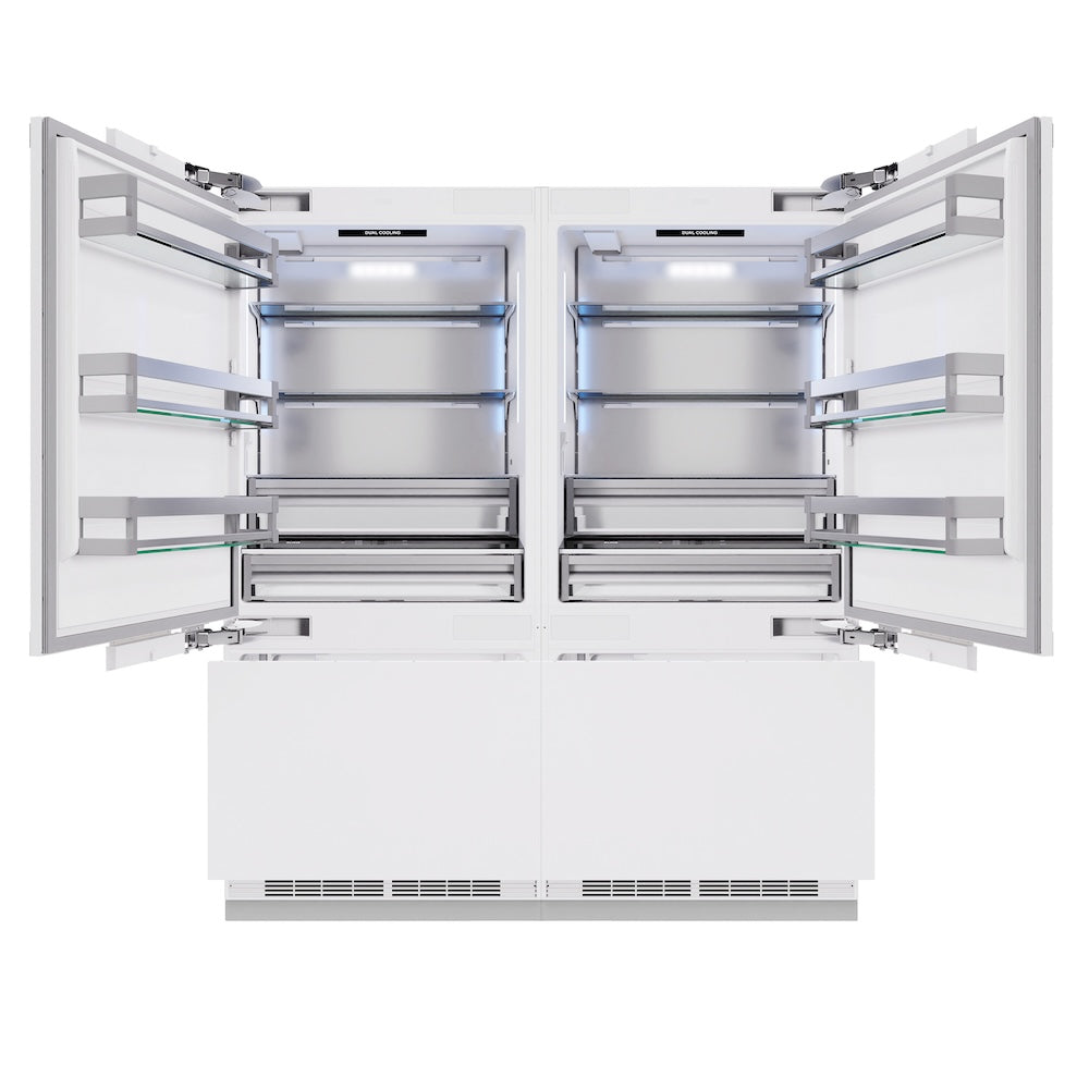 ZLINE Autograph Edition 72-inch refrigerator, panel ready with bright white interior and champagne bronze accents RBITZ-72-CB, front view