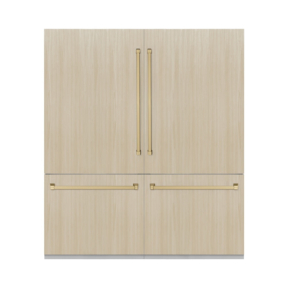 ZLINE Autograph Edition 72-inch refrigerator, panel ready with bright white interior and champagne bronze accents RBITZ-72-CB, front view