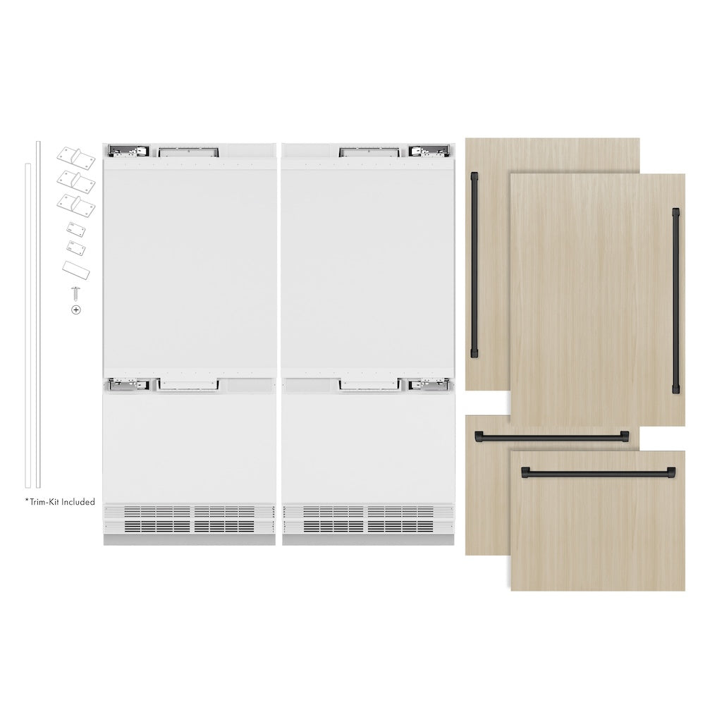 ZLINE Autograph Edition 72-inch refrigerator, panel ready with bright white interior and matte black accents RBITZ-72-MB, front view