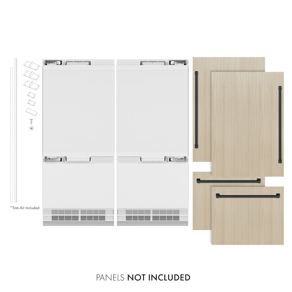 ZLINE Autograph Edition 72-inch refrigerator, panel ready with bright white interior and matte black accents RBITZ-72-MB
