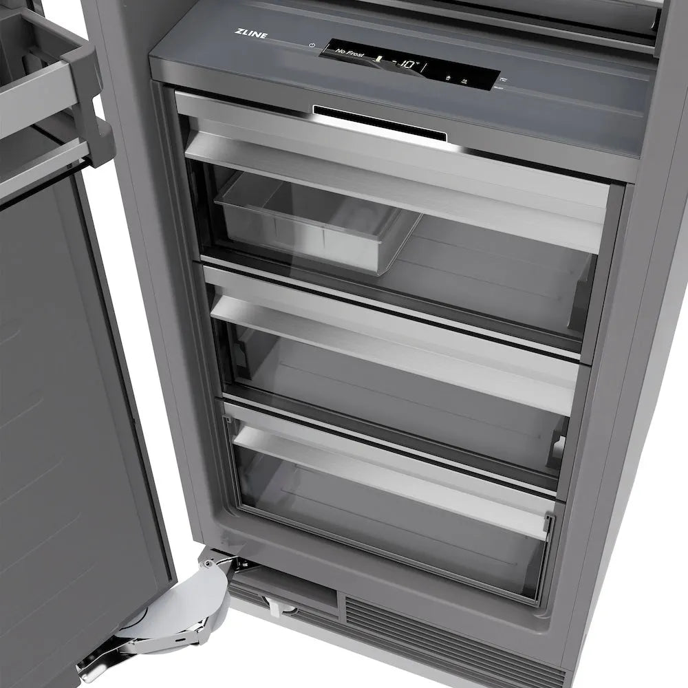 ZLINE 24-inch freezer in satin stainless steel with graphite gray interior RCFV-SN-24, detail