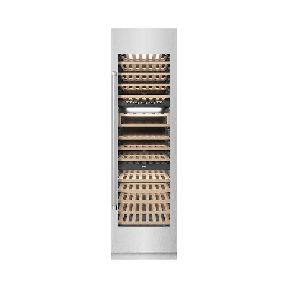 ZLINE 24-inch wine cooler in satin stainless steel with graphite gray interior RCWV-SN-24