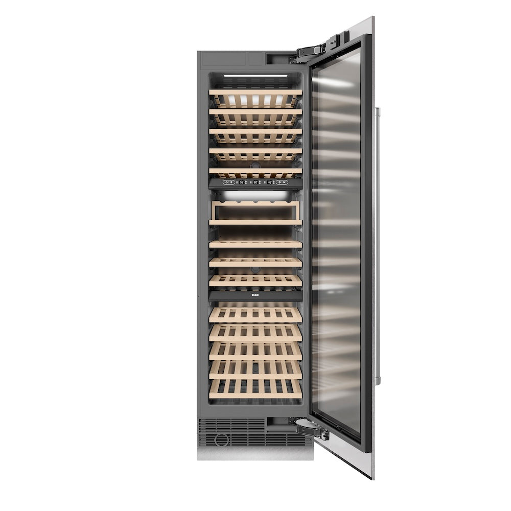 ZLINE 24-inch wine cooler in satin stainless steel with graphite gray interior RCWV-SN-24, front view
