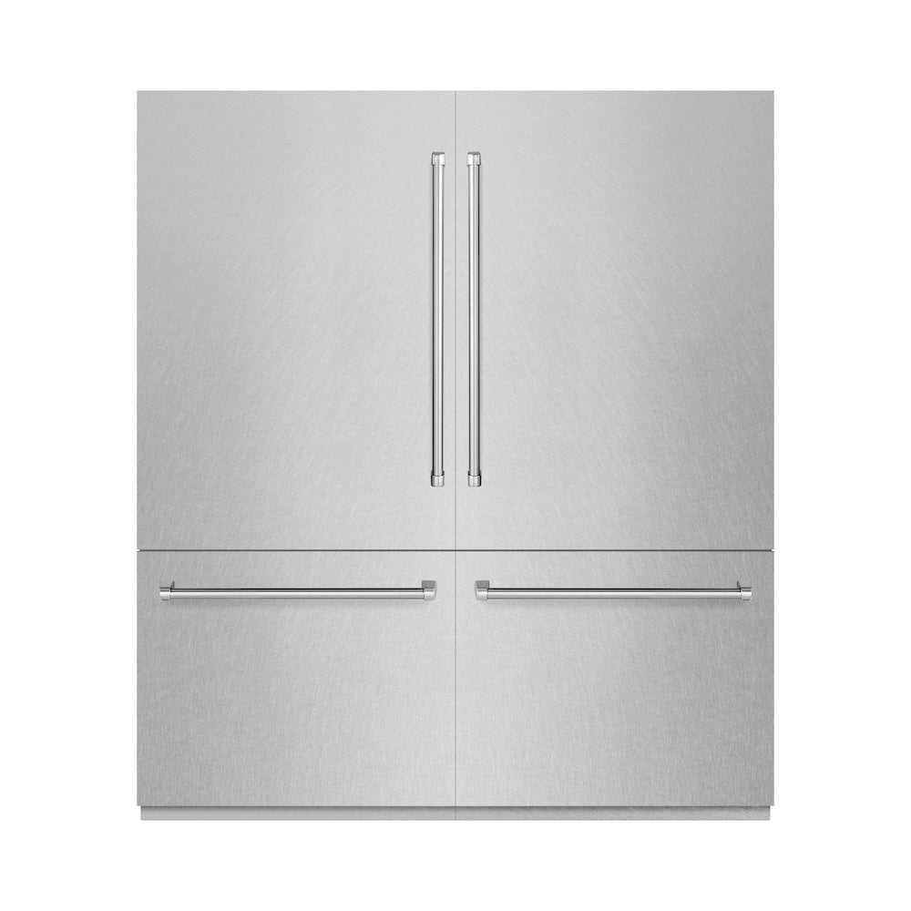 ZLINE 72-inch refrigerator in satin stainless steel with graphite gray interior GRBIT-SN-72, front view
