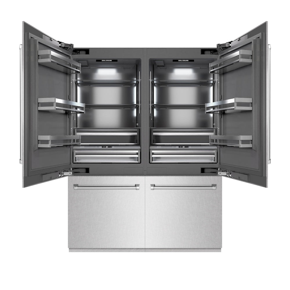ZLINE 60-inch refrigerator in satin stainless steel with graphite gray interior GRBIV-SN-60, front view