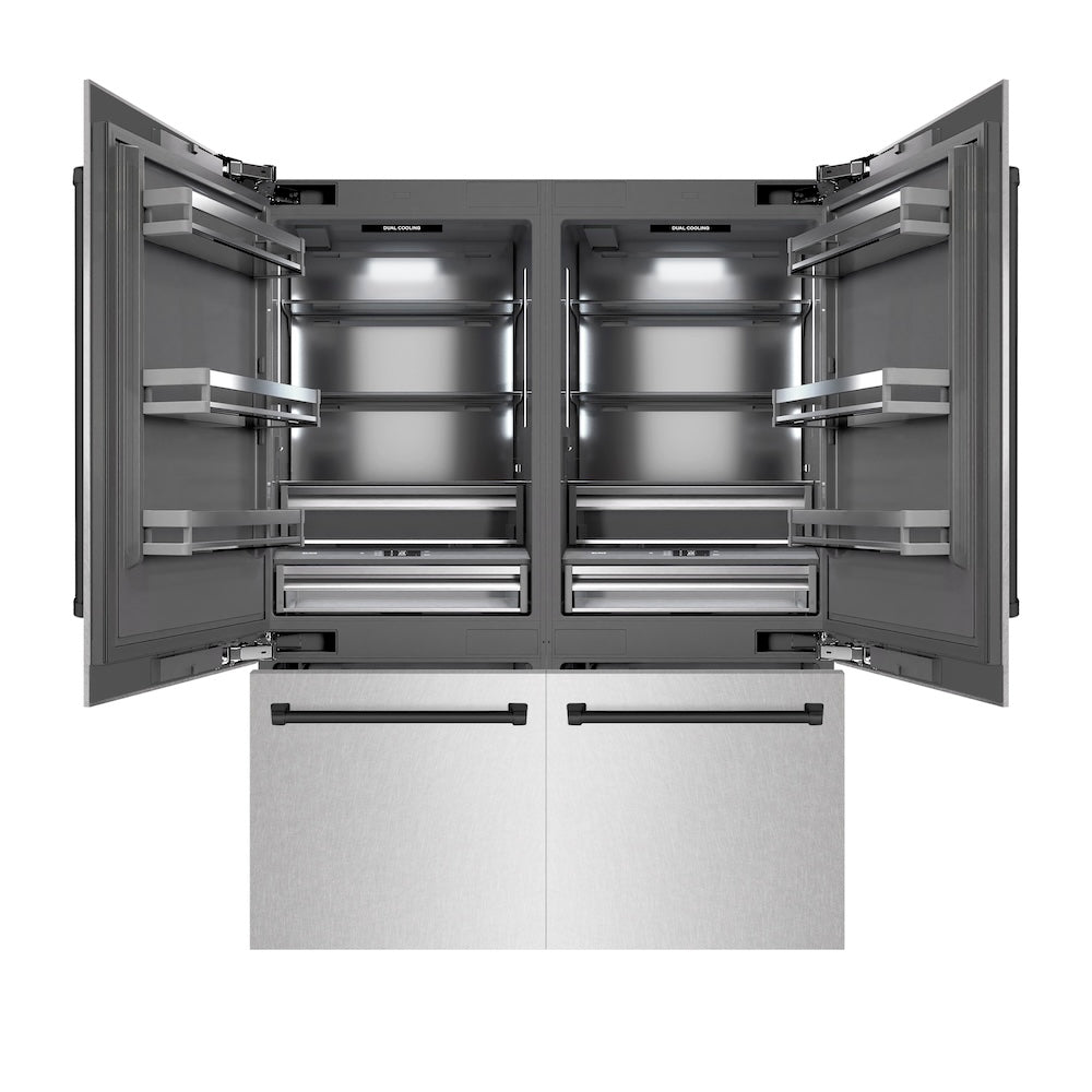 ZLINE Autograph Edition 60-inch refrigerator in satin stainless steel with graphite gray interior and matte black accents GRBIVZ-SN-60-MB, front view