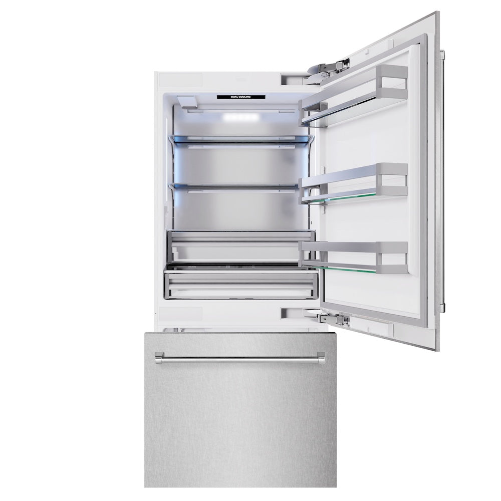 ZLINE 36-inch refrigerator in satin stainless steel with bright white interior RBIT-SN-36, front view