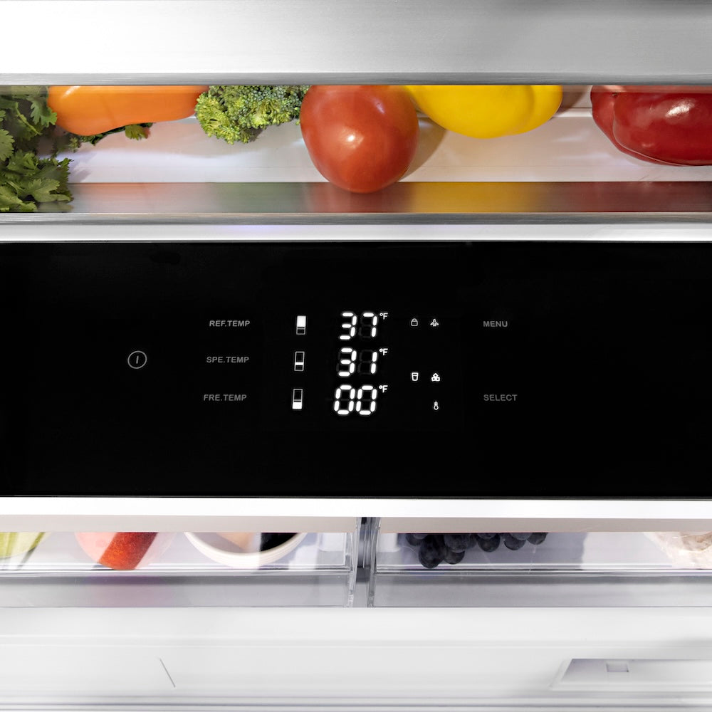 ZLINE 72-inch refrigerator in satin stainless steel with bright white interior RBIT-SN-72, detail