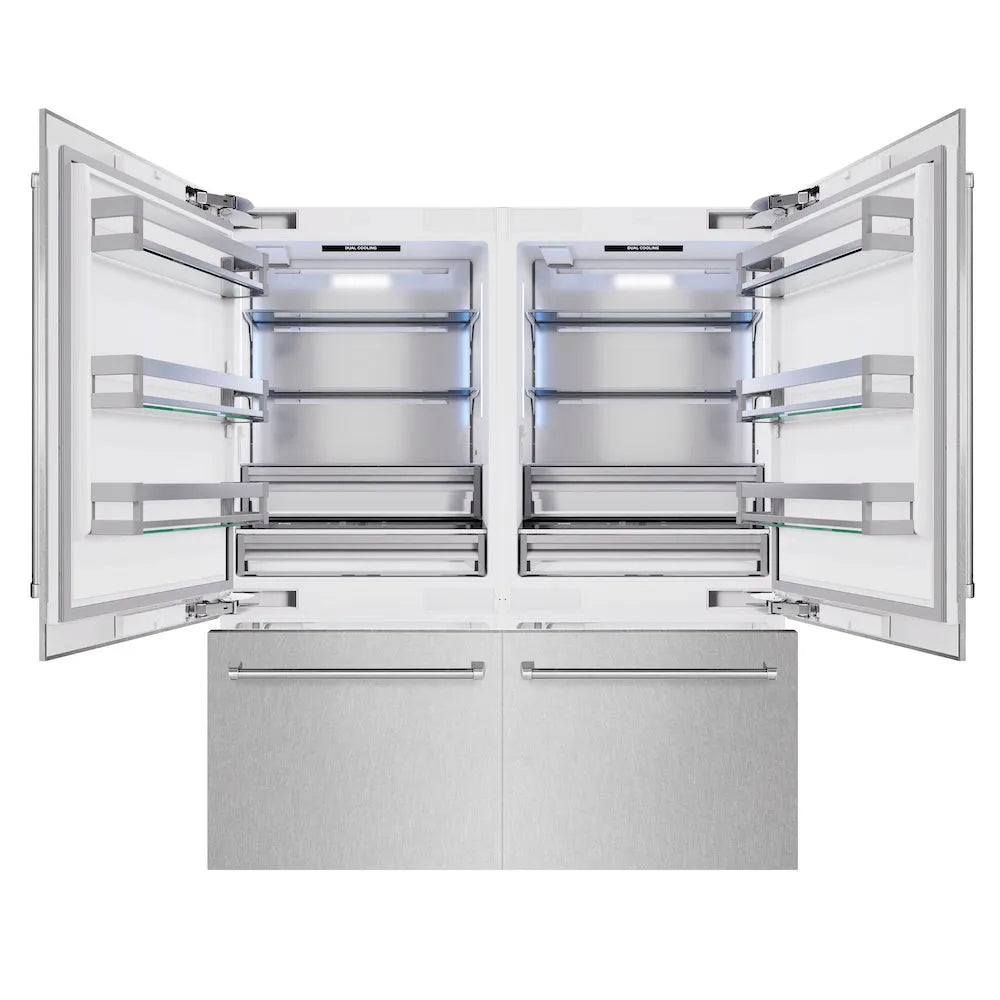 ZLINE 72-inch refrigerator in satin stainless steel with bright white interior RBIT-SN-72, front view