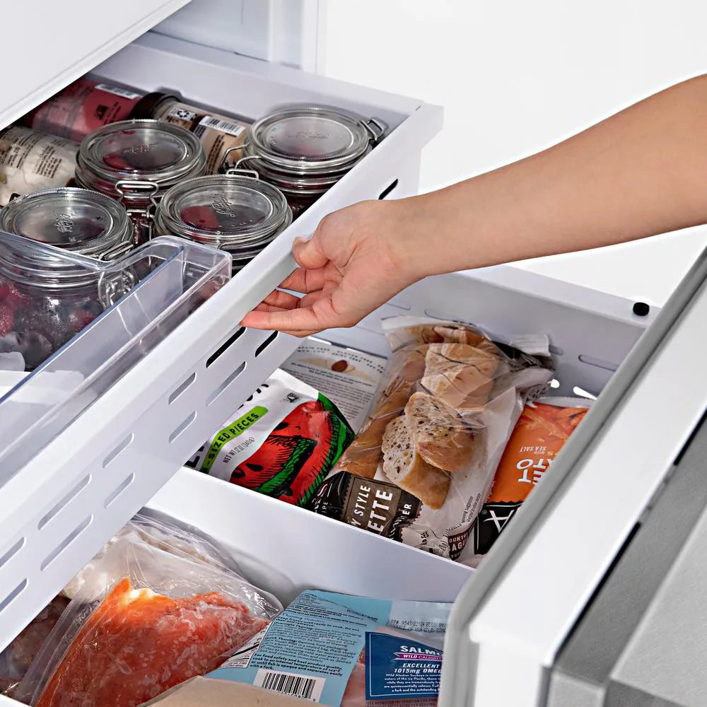ZLINE 36-inch refrigerator in satin stainless steel with bright white interior RBIV-SN-36, detail