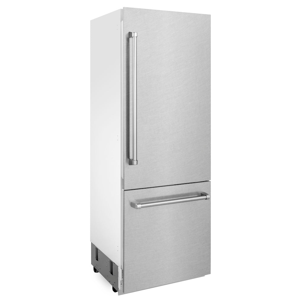 ZLINE 30-inch refrigerator in satin stainless steel with bright white interior RBIV-SN-30, side view