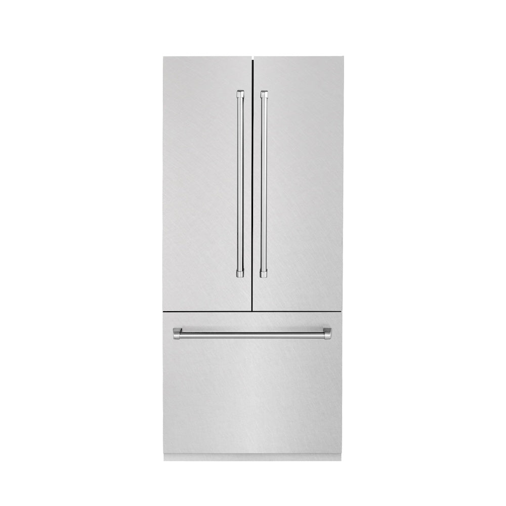 ZLINE 36-inch refrigerator in satin stainless steel with bright white interior RBIV-SN-36, front view