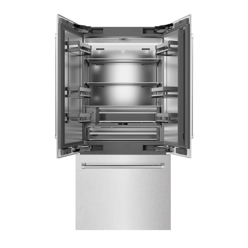 ZLINE 36-inch refrigerator in satin stainless steel with stainless steel interior SRBIV-SN-36