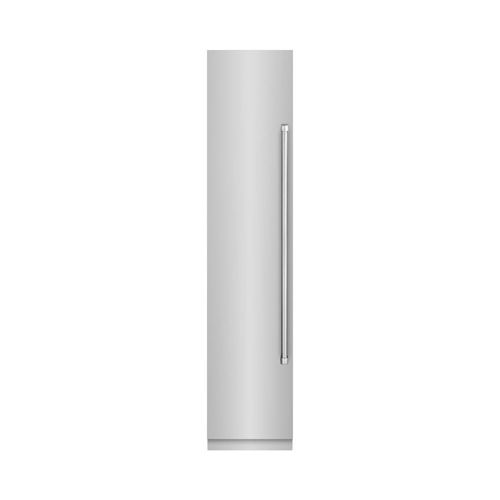 ZLINE 18-inch freezer in stainless steel with graphite gray interior RCFVL-304-18, front view