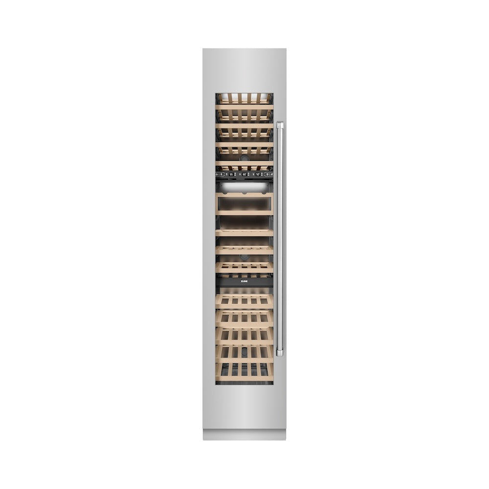 ZLINE 18-inch wine cooler in stainless steel with graphite gray interior RCWVL-304-18, front view