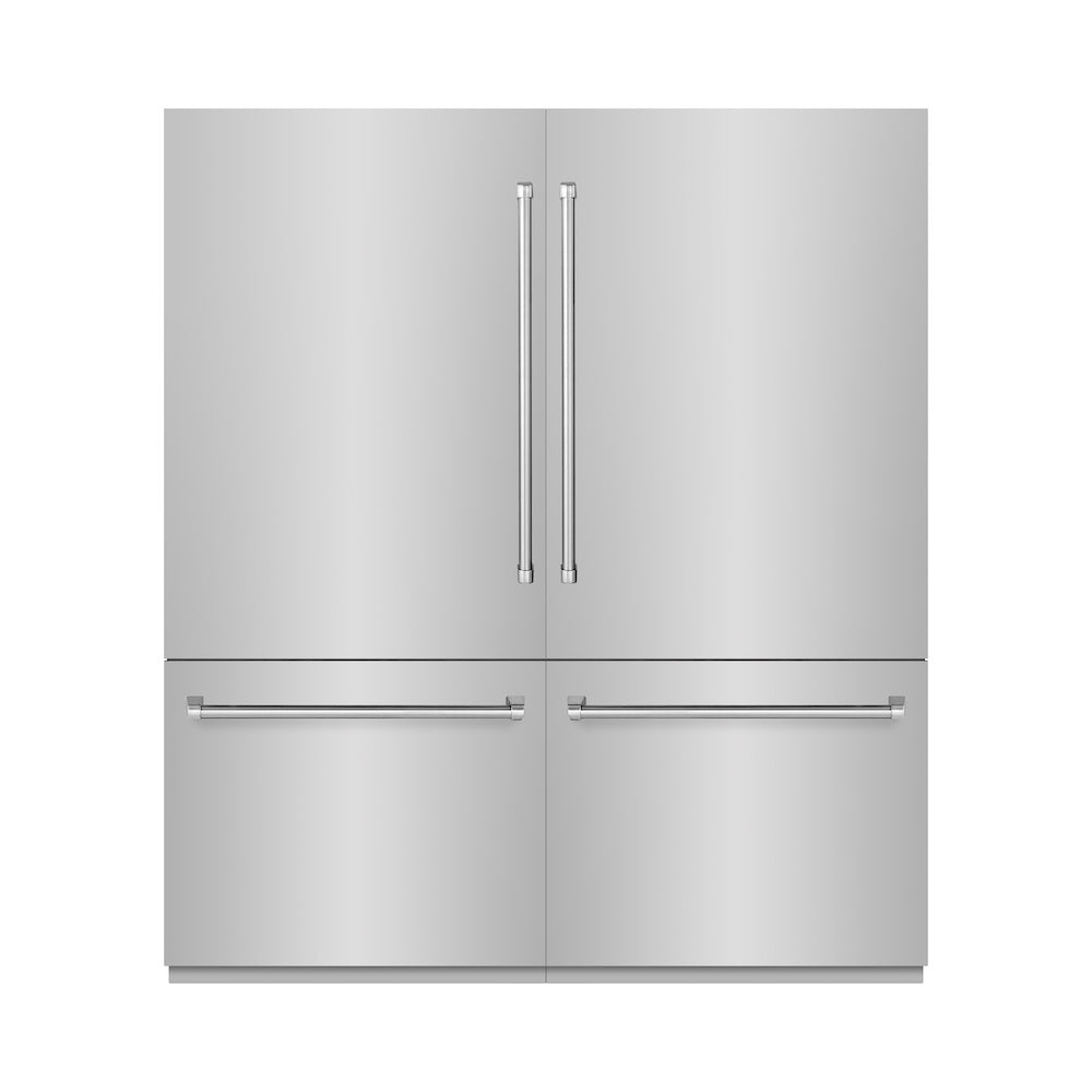 ZLINE 72-inch refrigerator in stainless steel with graphite gray interior GRBIT-304-72, front view