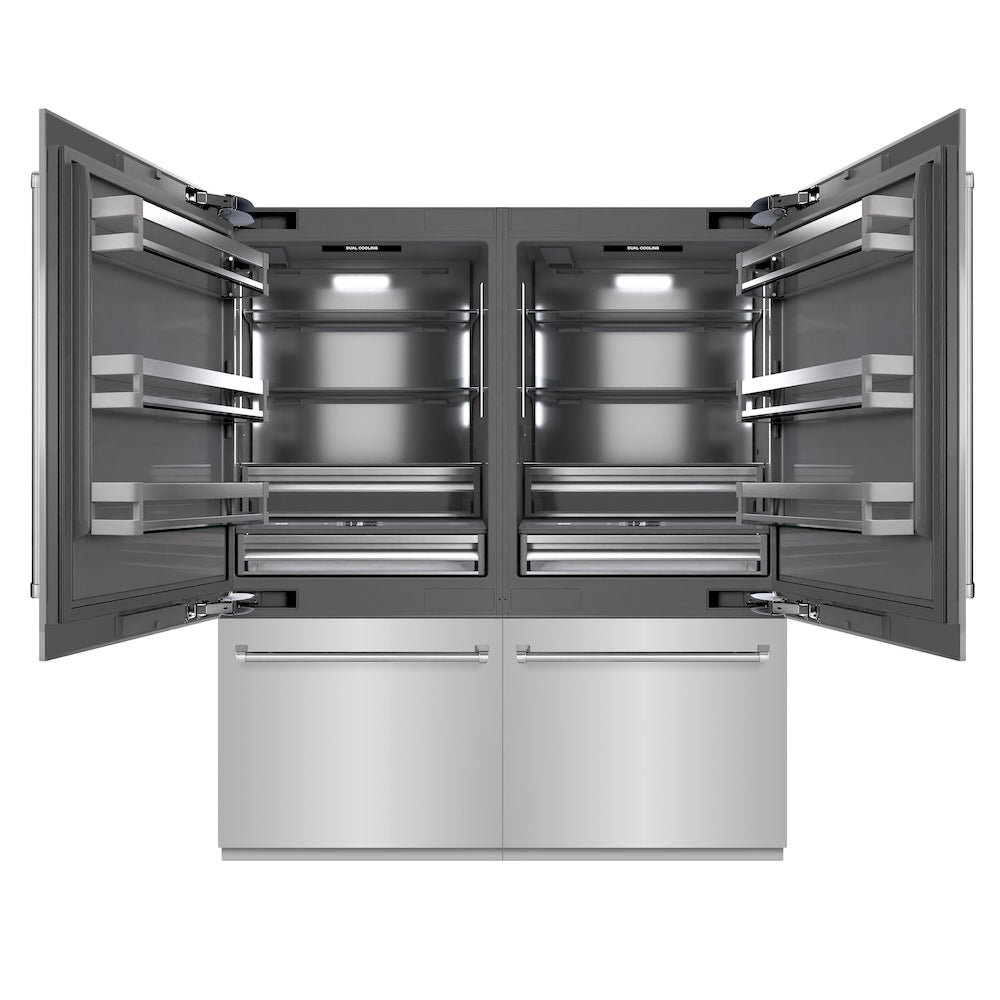 ZLINE 72-inch refrigerator in stainless steel with graphite gray interior GRBIT-304-72, front view