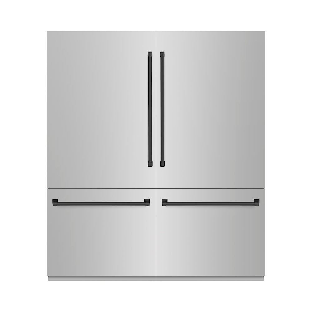 ZLINE Autograph Edition 72-inch refrigerator in stainless steel with graphite gray interior and matte black accents GRBITZ-304-72MB, front view