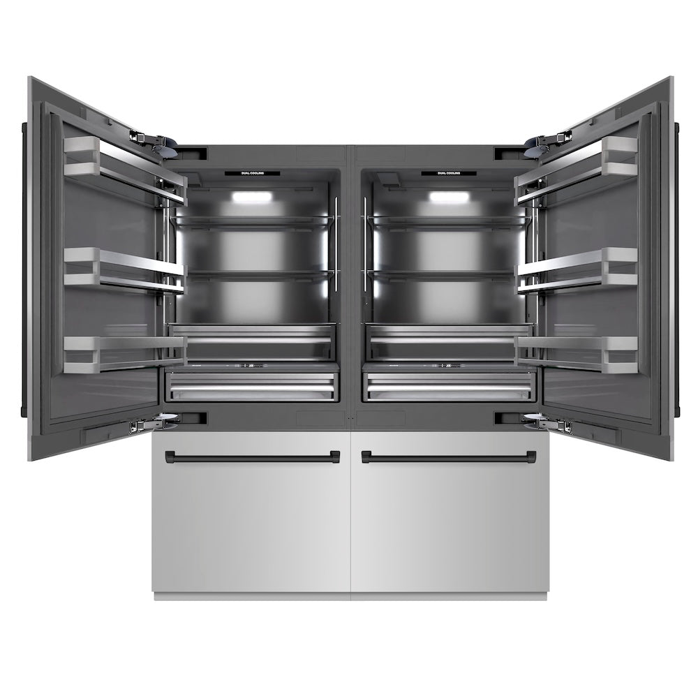 ZLINE Autograph Edition 72-inch refrigerator in stainless steel with graphite gray interior and matte black accents GRBITZ-304-72MB, front view