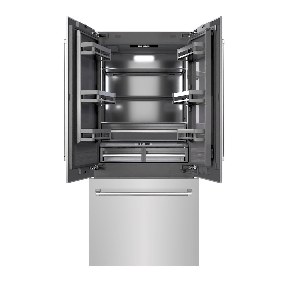 ZLINE 36-inch refrigerator in stainless steel with graphite gray interior GRBIV-304-36