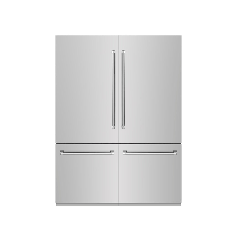 ZLINE 60-inch refrigerator in stainless steel with graphite gray interior GRBIV-304-60, front view
