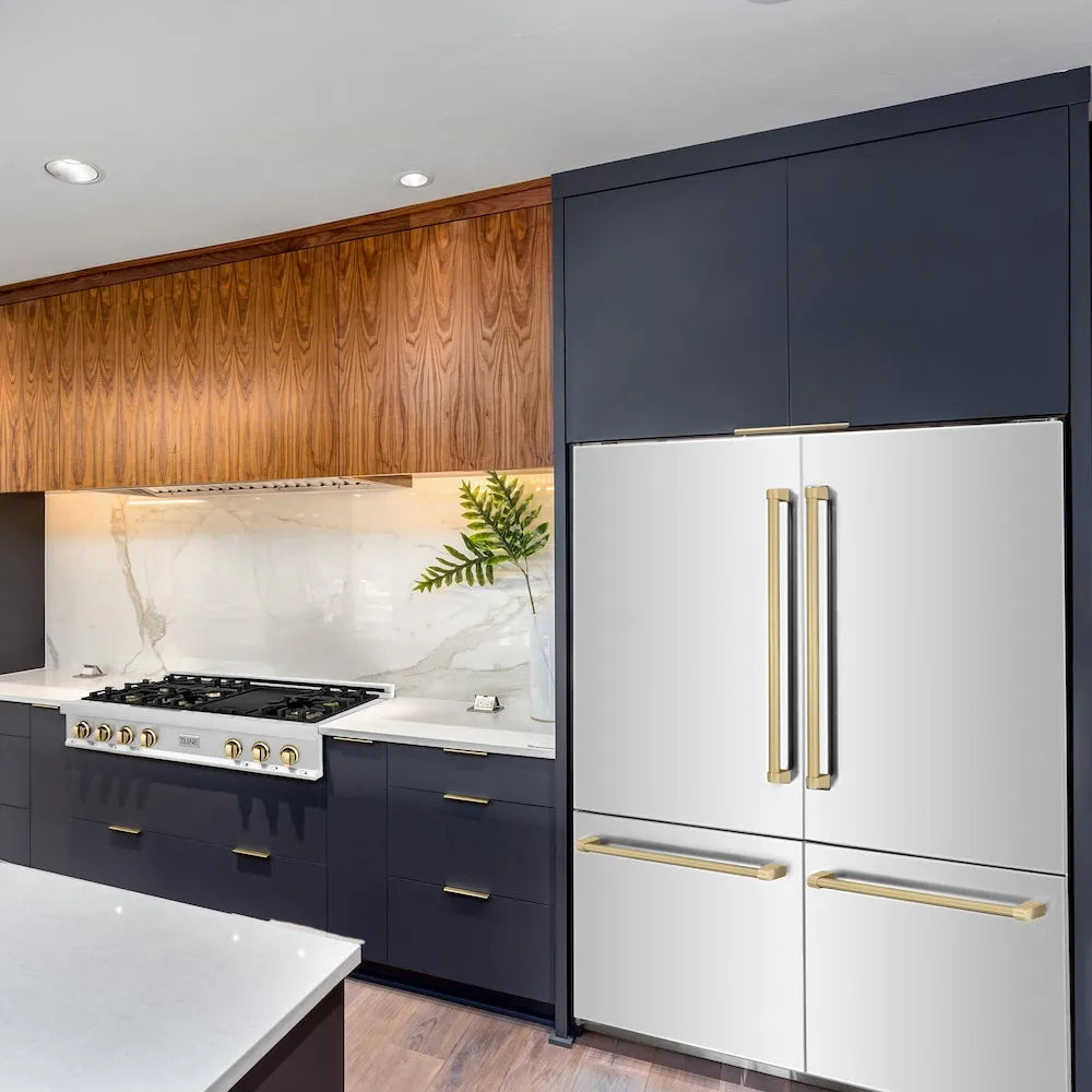 ZLINE Autograph Edition 60-inch refrigerator in stainless steel with graphite gray interior and champagne bronze accents GRBIVZ-304-60CB, view 2